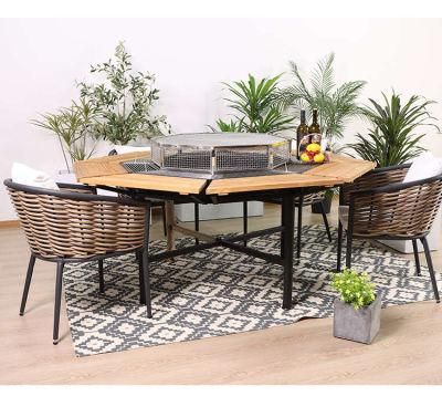 Room Customized Foshan Hotel Table Rattan Furniture Restaurant Dining Set with Cheap Price