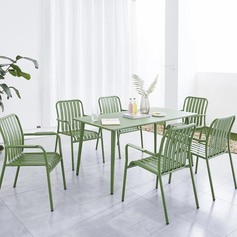 Factory Custom Color Outdoor Dining Table Set with Armrest Chair