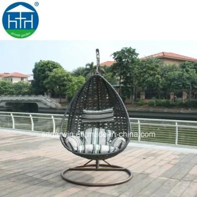 Outdoor Garden Patio PE Rattan Egg Swing Chair with Cushion