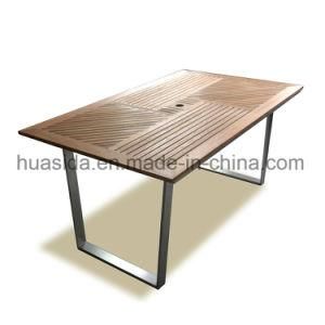 Modern Design Stainless Steel Teak Wood Square Legs Table