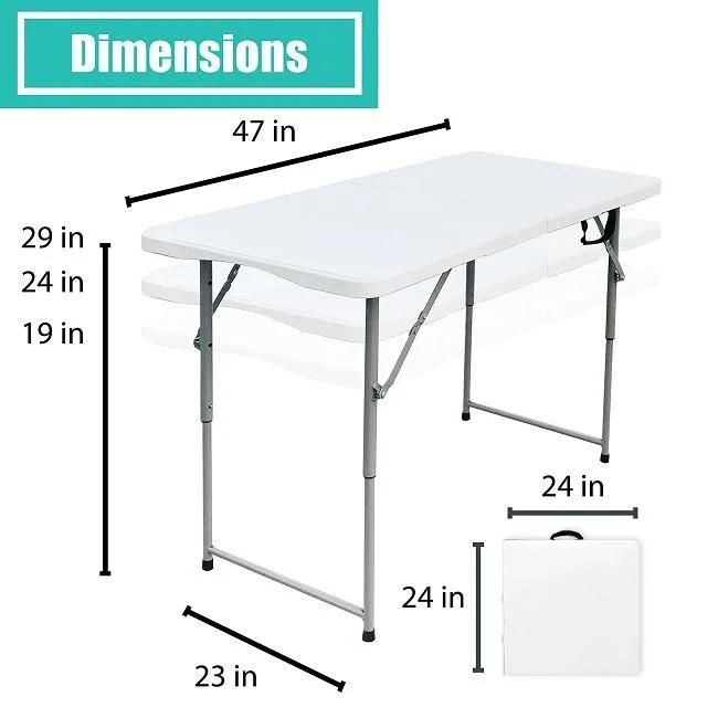 4FT HDPE Blow Mould Lightweight Plastic Height Adjustable Folding Table