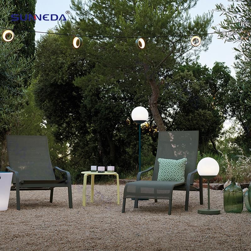 Patio Sun Lounge Chairs with Waterproof Textiline Mesh and Tensile Structures