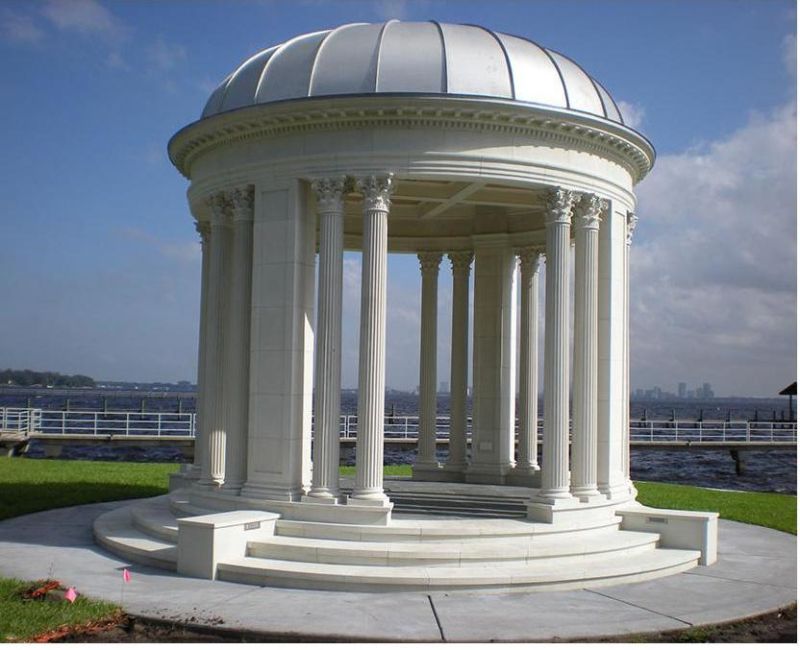 Nice Park Decoration Round Stone Gazebo with Roman Columns and Roof