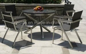 Rustless 304 Stainless Steel Garden Round Marble Table Set
