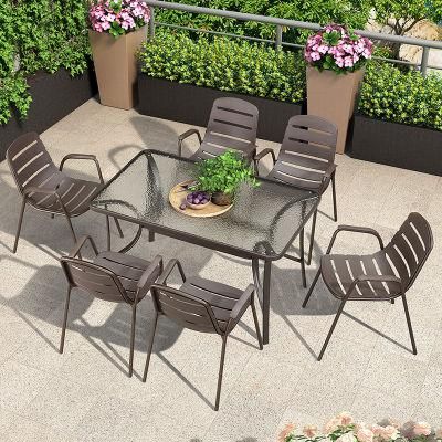 Leisure Plastic Chair Iron Back Dining Table Chair