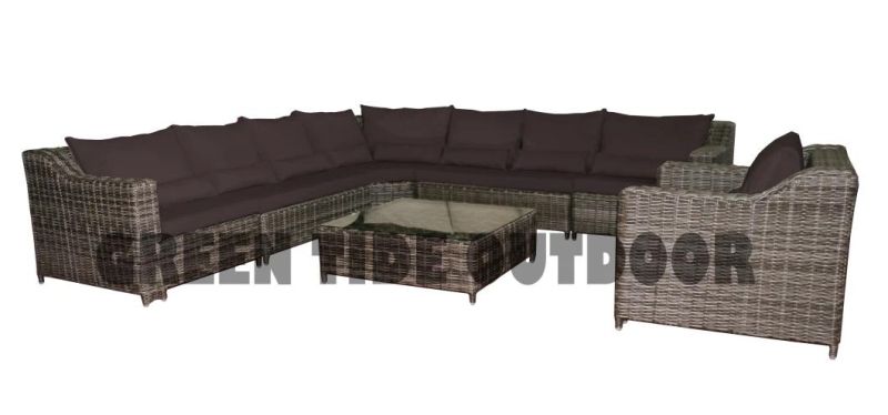 Outdoor Garden Patio Furniture L Shape Rattan Wicker Lounge Sofa Set 7PCS