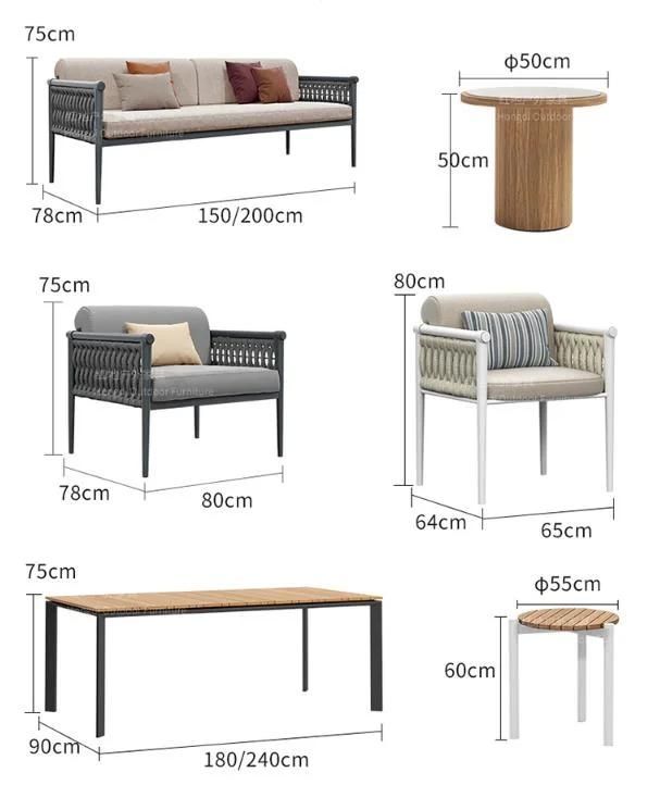 Outdoor Sofa Combination Villa Courtyard Garden Rattan Table and Chair