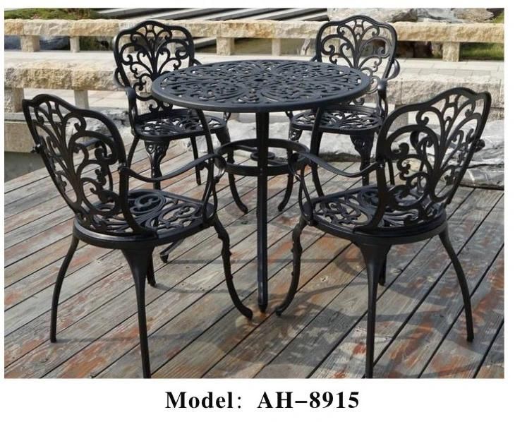 Outdoor Patio Garden Cast Furniture Sets, Bistro Dining Table and Chair Sets in White Color