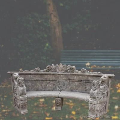 High Quality Hand-Carved Marble Bench with Antique Treatment for Garden Decoration