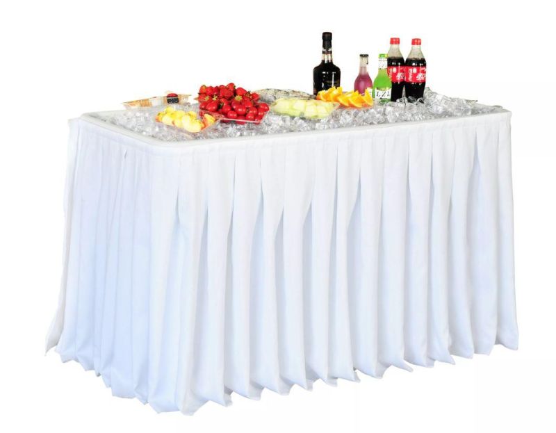 Modern Home 4′ Portable Folding Party Ice Bin Table with Skirt - White