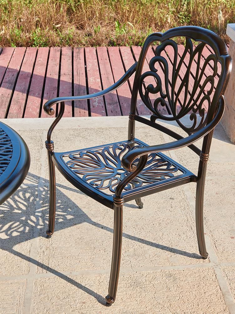 Diameter 80cm Antique Cast Aluminum Patio Dining Set Furniture Outdoor