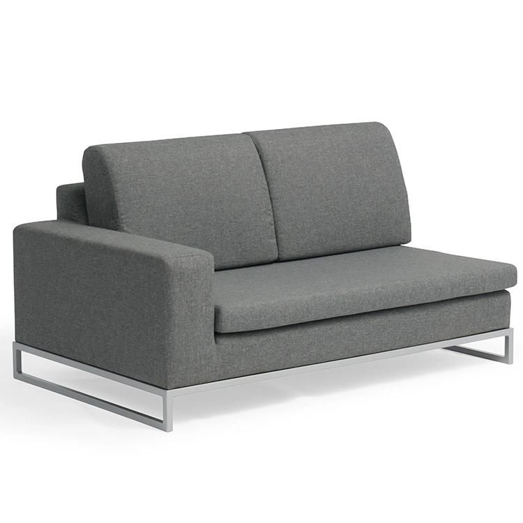Upscale Modern Patio Sofa Set Outdoor Furniture Grey Fabric with Sliver Color Aluminum Frame
