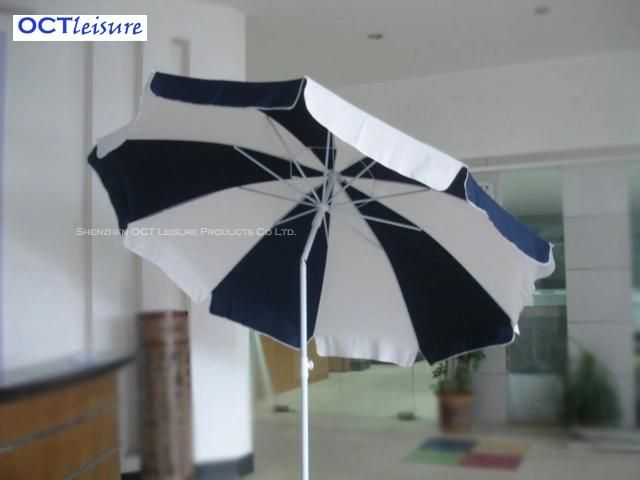 Strong Type Beach Outdoor Parasol with Thick Cover in White and Blue (OCT-BUSTU06)