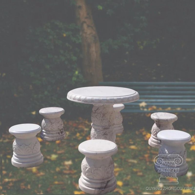 Marble Garden Furniture Decoration Granite Table and Stools Set