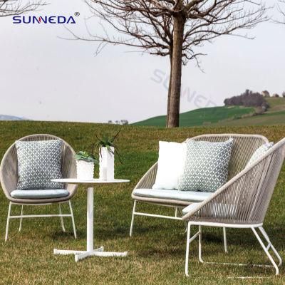 Outdoor Furniture Aluminum Frame Rope Woven Fabric Lounge Garden Chair