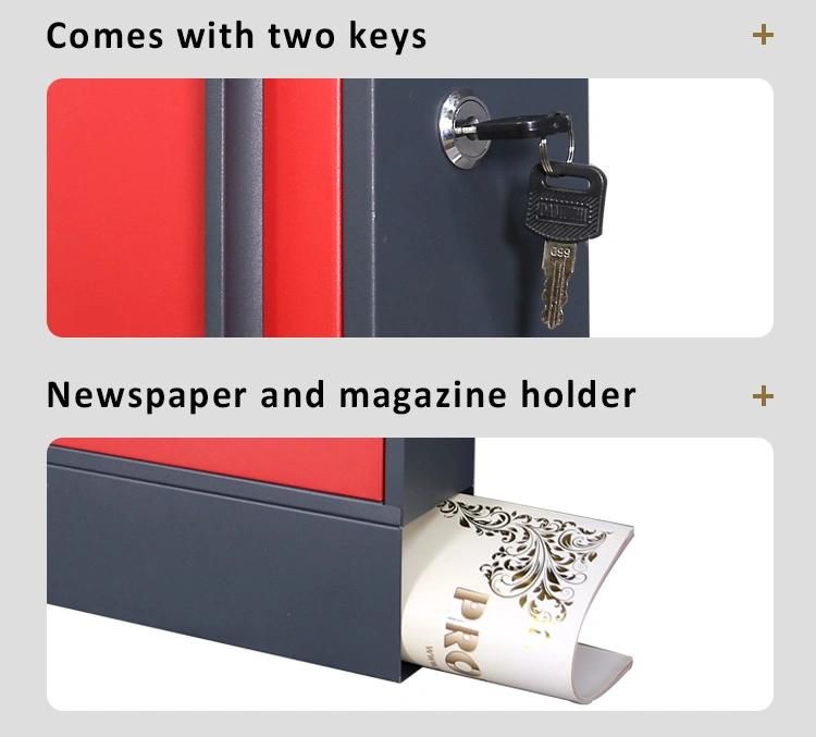 Colorful Post Box Wall Mounted Steel Waterproof Mailbox Pw-253