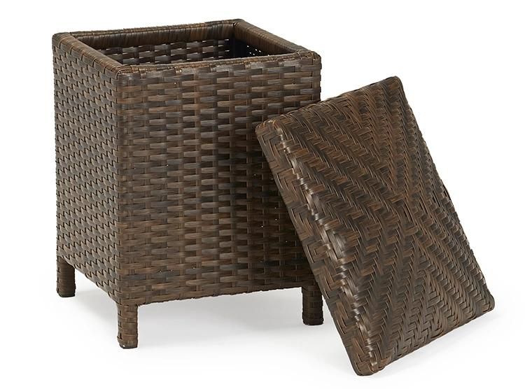 Portable Outdoor Metal Rattan Stool Chair with Storage Function