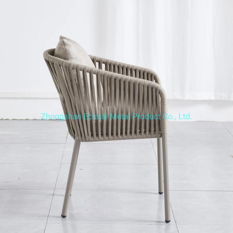 High Quality Colorful Bistro Dining Sets Outdoor Furniture Bar Garden Livingroom Rope Chair with Seat Cushion Pillow