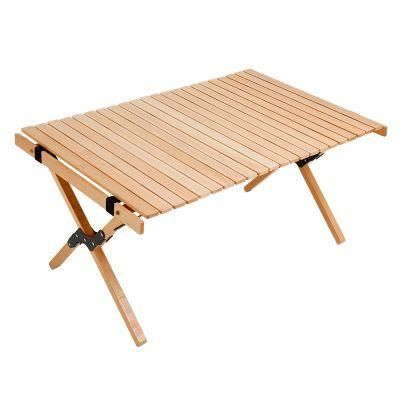 Backyard Solid Wood Roll up Travel Table with Carry Bag