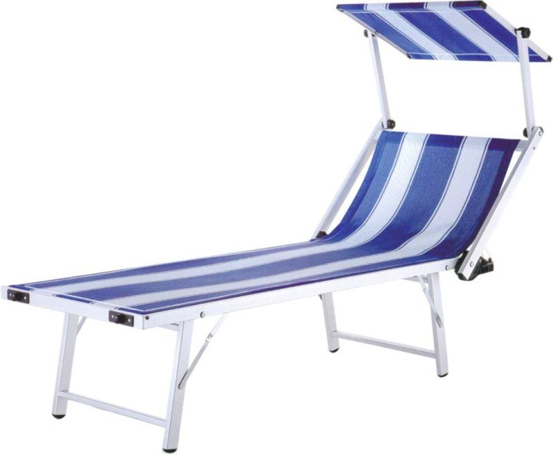 Single Outdoor Chaise Sun Lounge with Shadow Cover for Sale