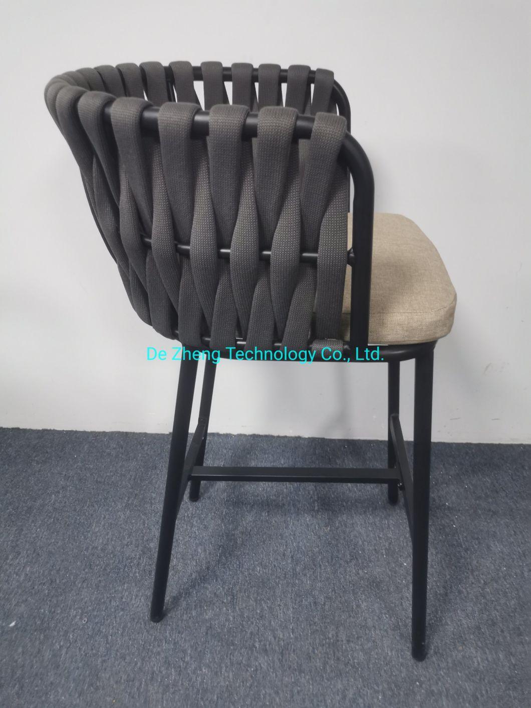 Hot Sale Modern Leisure Outdoor Bar Stool Luxury Aluminum Rope Chair Factory Supply High Quality Garden Furniture