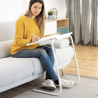 Hot Sale White Plastic Folding Laptop Bed TV Tray Table with Steel Stand