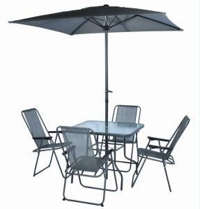 Garden Patio Set- 4PCS Chairs 1PCS Parasol 1PCS Square Table