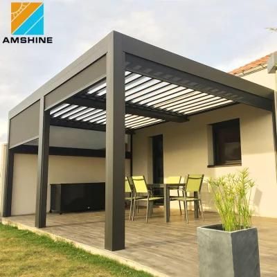 Rainproof Aluminum Pergola Garden Electric Gazebo Louver Roof Outdoor