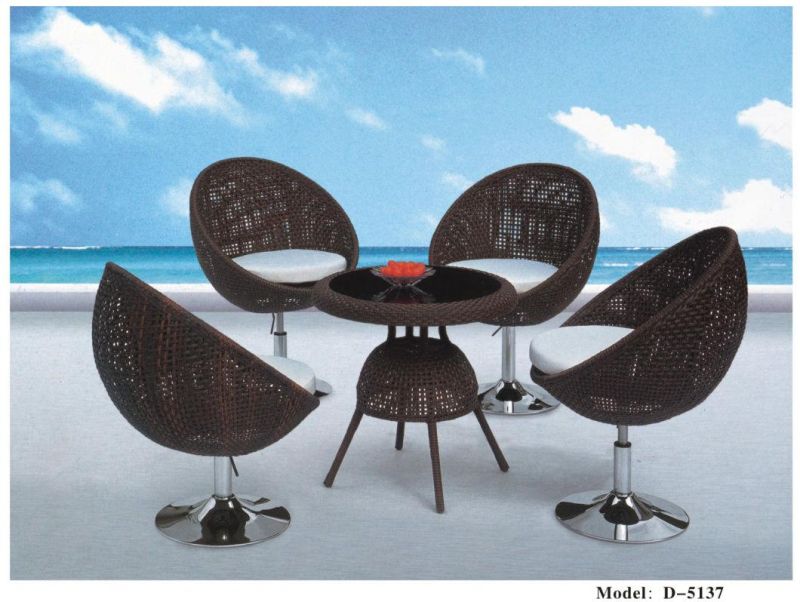 Microdermabrasion Adjustable Pub Swivel Barstool All Weather Rattan Wicker Hydraulic Patio Barstool Indoor/Outdoor W/Open Back and Chrome Footrest, Set of 5