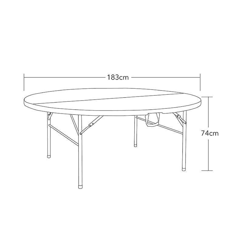 6 Foot 72inch Outddor Party White Plastic Foldable Round Rental Tables
