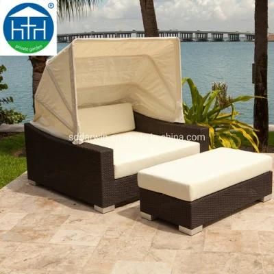Darwin Outdoor PE Wicker Bed Furniture with Canopy for Beach Use