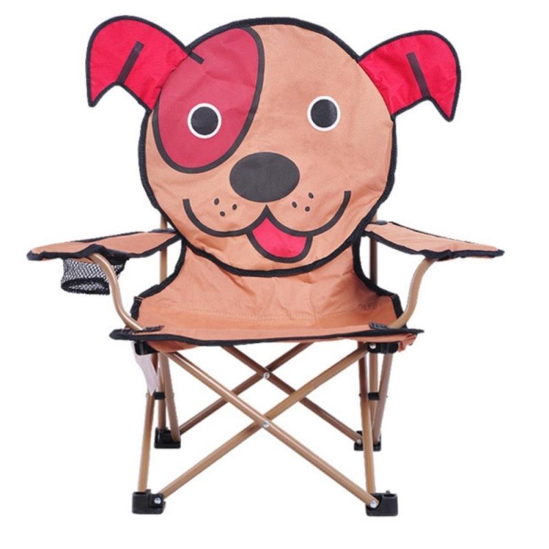 Children Camping Chairs Cartoon Folding Chair Lion Puppy Design Armchair with Cup Holder Folding Seat with Armrest and High Back Wyz19653