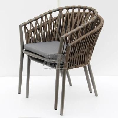 Modern Outdoor Furniture Dining Room Armrest Woven Garden Rope Chair