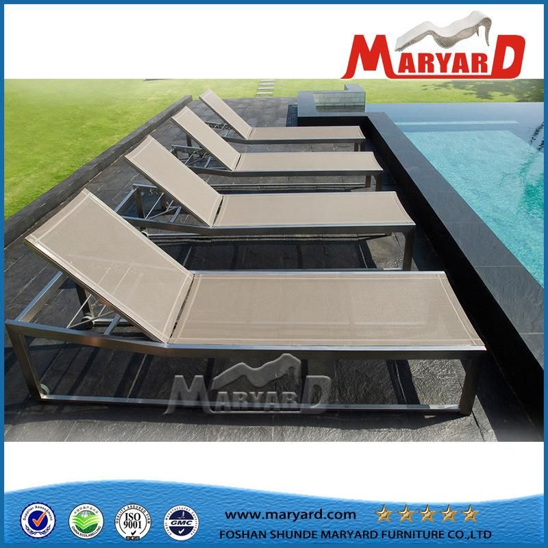 Sun Lounger Outdoor Slingfurniture Garden Daybed Leisure Sunbed with Wheels