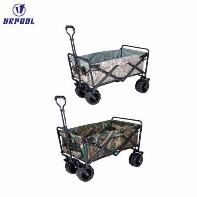 Folding Trolley Pushcart Portable Outdoor Camping Picnic Travel Trolley Oxford Cloth Ultralight Trolley