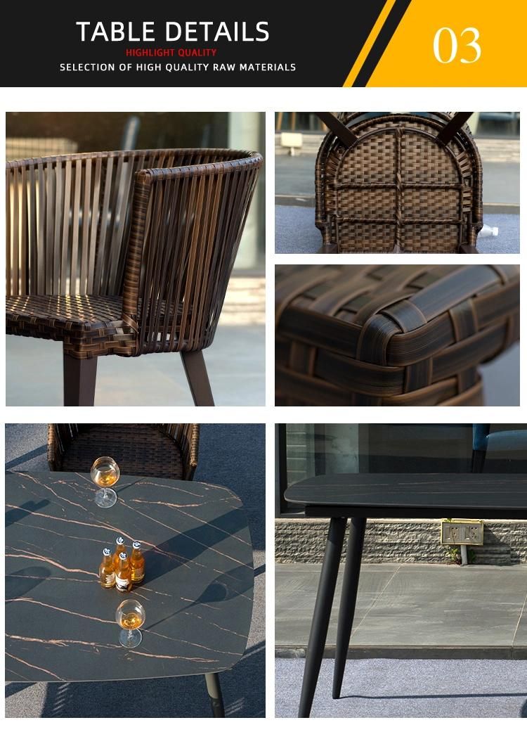 Outdoor Black Rock Board Pattern Rattan Chair/Terrace Garden Patio Table and Chair