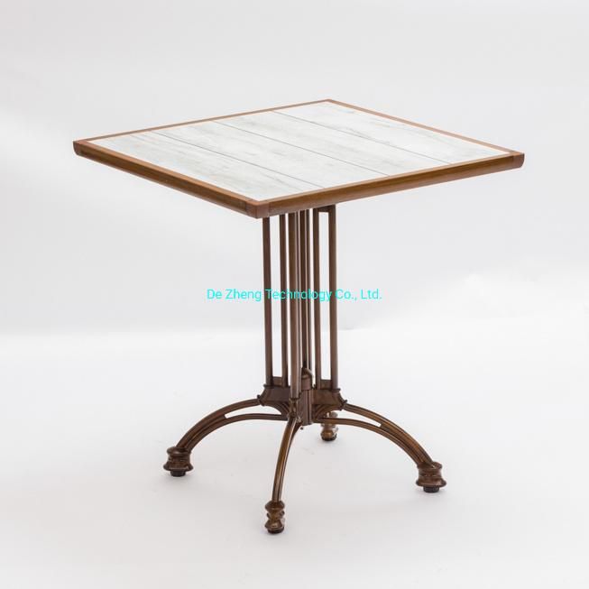Garden Outdoor Furniture Luxury Ceramic Cast Aluminum Roman Base Restaurant Bistro Table Furniture