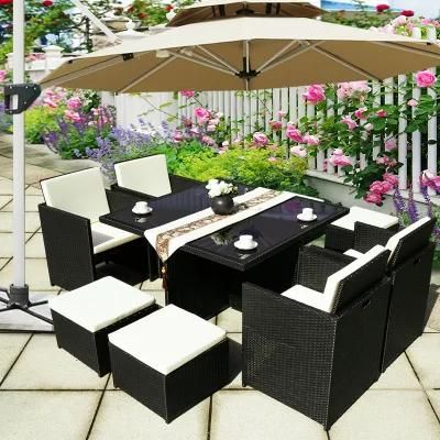 Outdoor Modern Porch Wicker Rattan Dining Chairs and Table