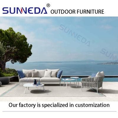 Weave Square Lattice Style Patio Outdoor Aluminum Frame Elegant Sofa