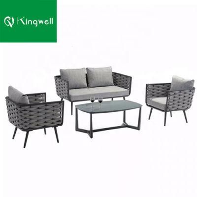 Cozy Patio Outdoor Furniture Aluminum Frame Braided Rope Sofa Set with Waterproof Fabric