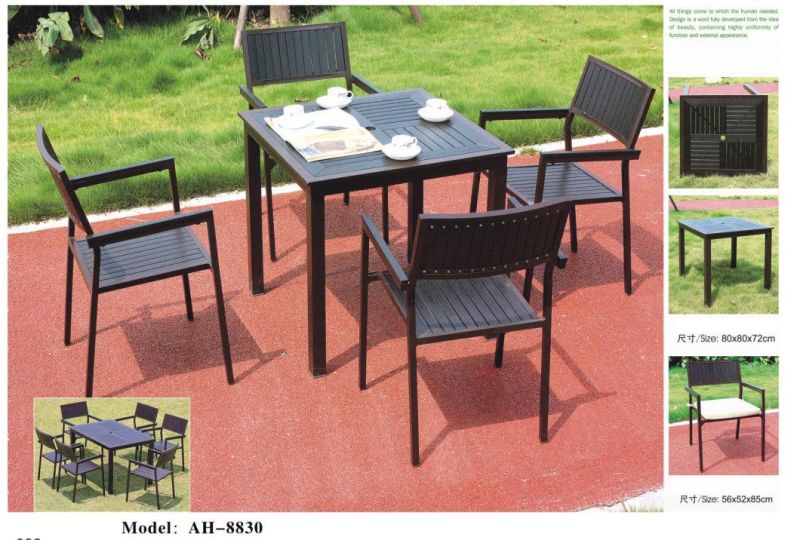 Outdoor Furniture Garden restaurant Furniture Dining Set, Elegant Garden Aluminum Dining Table and Rattan Chair, Dining Room Set