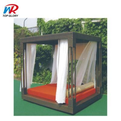 Modern Outdoor Garden Backyard Resort Rattan Wicker Furniture Round Beach Sofa Bed Daybed Sunbed