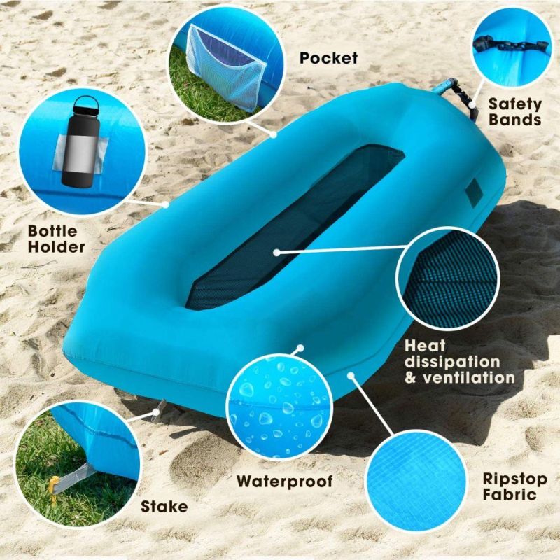 Camping Bed Inflatable Lounger Sofa Waterproof Beach Travel Portable Outdoor Recliner with Filler Sleeping Accessories Windbag Hammock Folding Chair Wbb15312