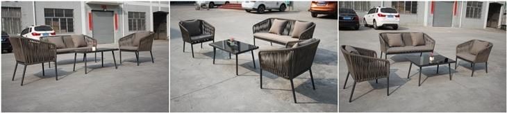 High End Handmade Garden Furniture Aluminum Frame Rope Chair Coffee Table Outdoor Sofa Set