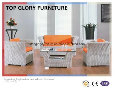 Aluminum Frame Fabric Seat Rattan Outdoor Patio Garden Sofa with Tea Table (TG-031)