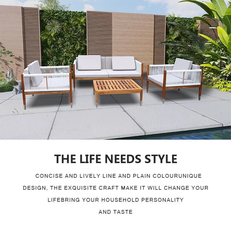 4 PCS Aluminum Sling Rope Garden Sofa Furniture Patio Sofa Set for Outdoor