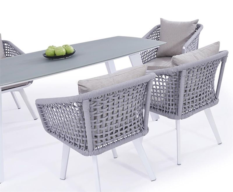 Modern Aluminum Outdoor Rope Dining Table Portable Chair Furniture Set