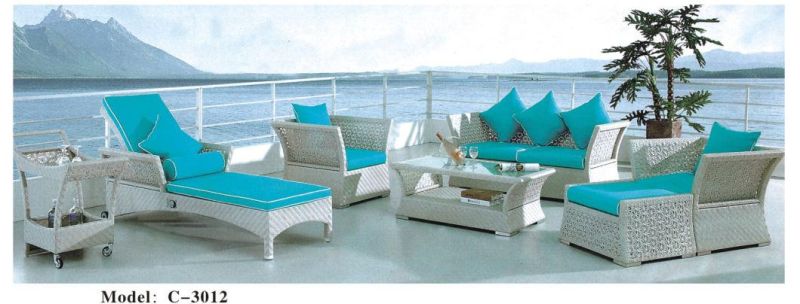 Hot Selling White Color Wicker Outdoor Garden Furniture Sets, Includes Loveseat, Chair, Table