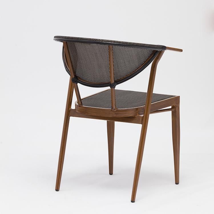 Cafe European Modern Fabric Dining Chairs Metal Leg with Arms