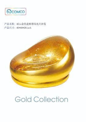 46in Gold Leather Sofa with Glitter Sheets